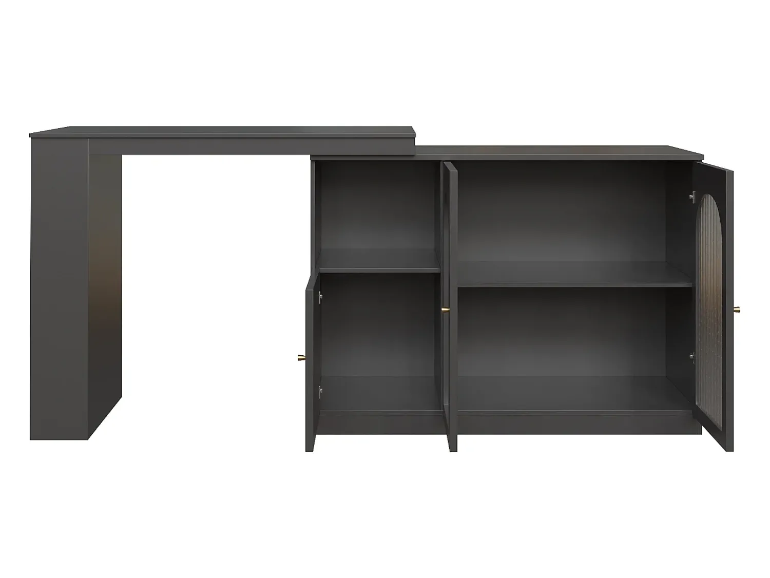 Móvel De Bar|Hauss Spole Móvel bar giratório com 3 portas, incluindo 2 portas de vidro, prateleiras abertas incluídas, corpo - 120x40x103cm Preto