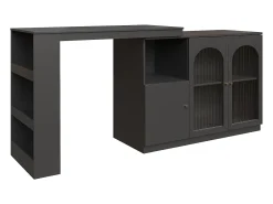 Móvel De Bar|Hauss Spole Móvel bar giratório com 3 portas, incluindo 2 portas de vidro, prateleiras abertas incluídas, corpo - 120x40x103cm Preto