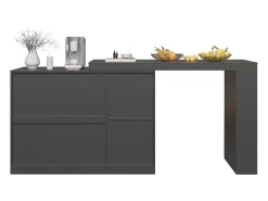 Móvel De Bar|Hauss Spole Móvel bar giratório com 3 portas, incluindo 2 portas de vidro, prateleiras abertas incluídas, corpo - 120x40x103cm Preto