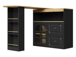 Hauss Spole Móvel bar giratório com 1 porta de vidro, 1 nicho e 2 gavetas, corpo , prateleiras incluídas - 204x39x104cm Preto