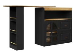 Hauss Spole Móvel bar giratório com 1 porta de vidro, 1 nicho e 2 gavetas, corpo , prateleiras incluídas - 204x39x104cm Preto