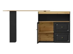 Hauss Spole Móvel bar giratório com 1 porta de vidro, 1 nicho e 2 gavetas, corpo , prateleiras incluídas - 204x39x104cm Preto