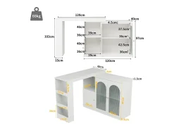 Móvel De Bar|Hauss Spole Móvel bar giratório com 3 portas, incluindo 2 portas de vidro, prateleiras abertas incluídas, corpo - 120x40x103cm Branco