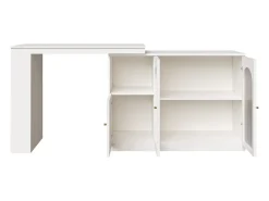 Móvel De Bar|Hauss Spole Móvel bar giratório com 3 portas, incluindo 2 portas de vidro, prateleiras abertas incluídas, corpo - 120x40x103cm Branco