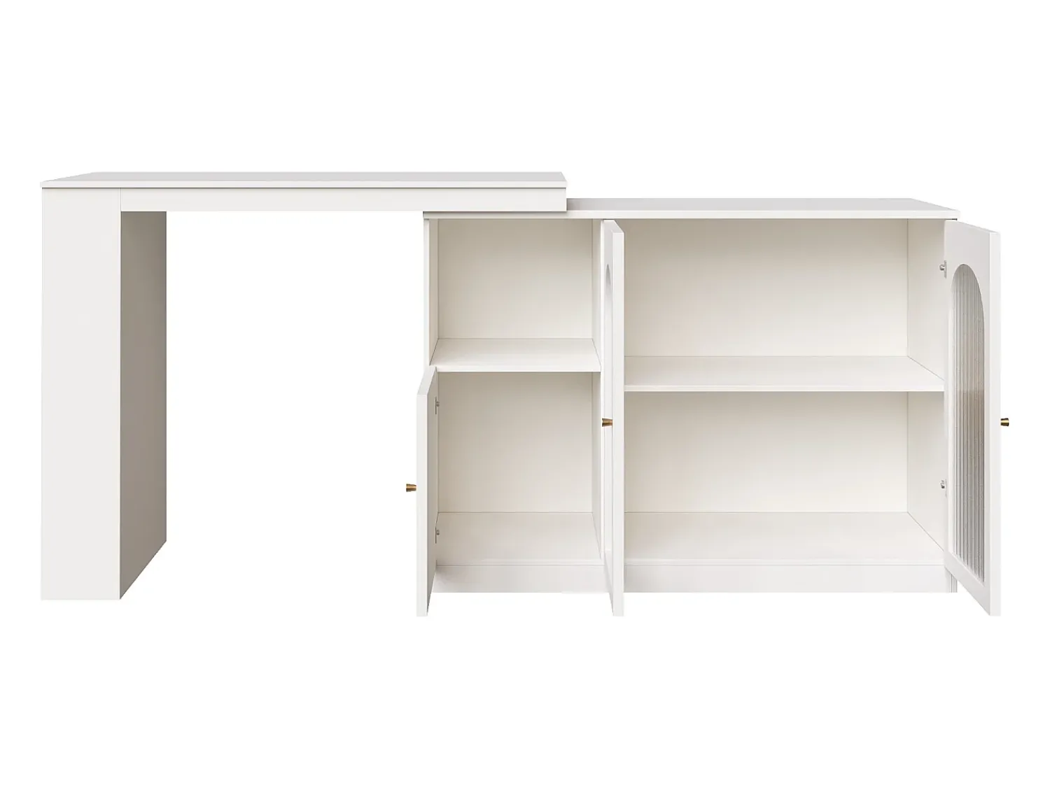 Móvel De Bar|Hauss Spole Móvel bar giratório com 3 portas, incluindo 2 portas de vidro, prateleiras abertas incluídas, corpo - 120x40x103cm Branco