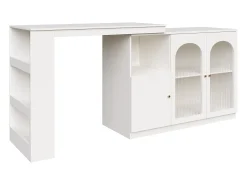 Móvel De Bar|Hauss Spole Móvel bar giratório com 3 portas, incluindo 2 portas de vidro, prateleiras abertas incluídas, corpo - 120x40x103cm Branco
