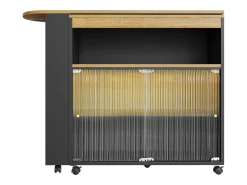 Hauss Spole Móvel bar giratório sobre rodas com 2 portas de correr em vidro, 1 nicho e prateleiras, LED incluído, MDF, - 138x39x105cm^ Móvel De Bar