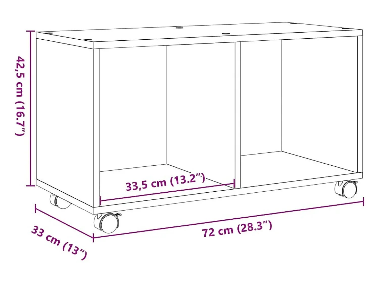 Mesa De Apoio|vidaxl Móvel c/ rodas 72x33x42,5cm derivados madeira carvalho castanho Natural claro