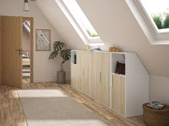 Vente-unique Móvel com inclinação com 1 porta e 1 nicho branco e natural - ADEZIO^ Móvel De Arrumação