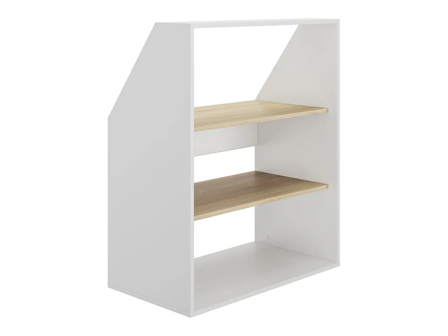 Clearance Vente-unique Móvel com inclinação com 2 prateleiras branco e natural - ADEZIO Natural claro / Branco