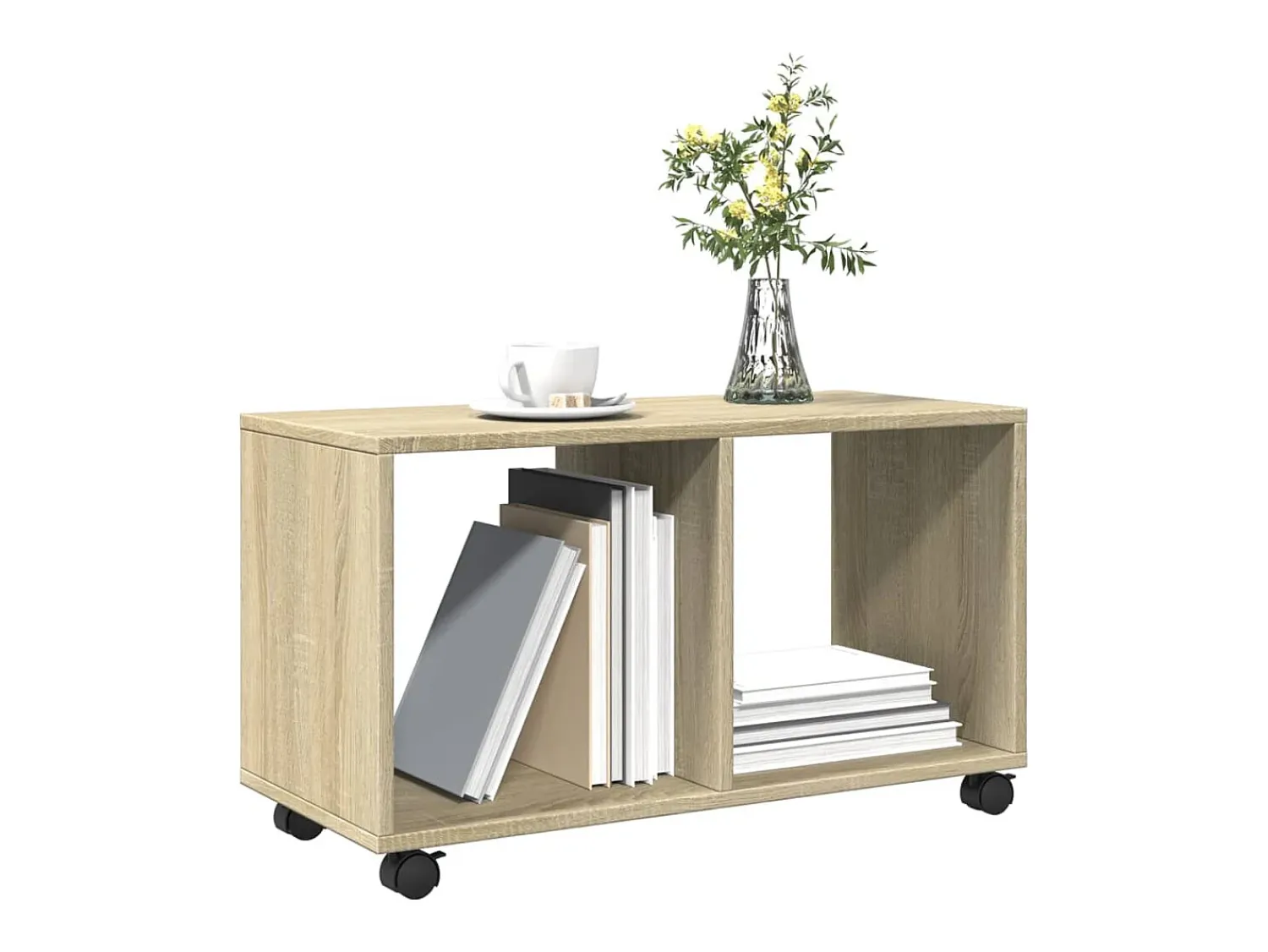 Mesa De Apoio|vidaxl Móvel com rodas 72x33x42,5 cm deriv. de madeira carvalho sonoma Natural claro