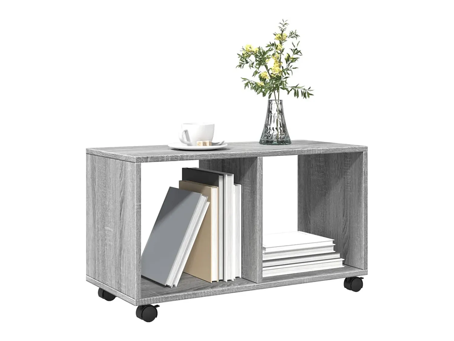 Online vidaxl Móvel com rodas 72x33x42,5 cm derivados de madeira cinza sonoma Cinzento