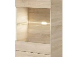 Móvel De Tv| Móvel Completo para Sala Essenttial 260x185 cm Brilhante & Carvalho Canadense com Arrumação e Iluminação LED Branco