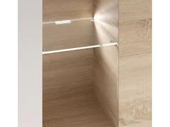 Móvel De Tv| Móvel Completo para Sala Essenttial 260x185 cm Brilhante & Carvalho Canadense com Arrumação e Iluminação LED Branco
