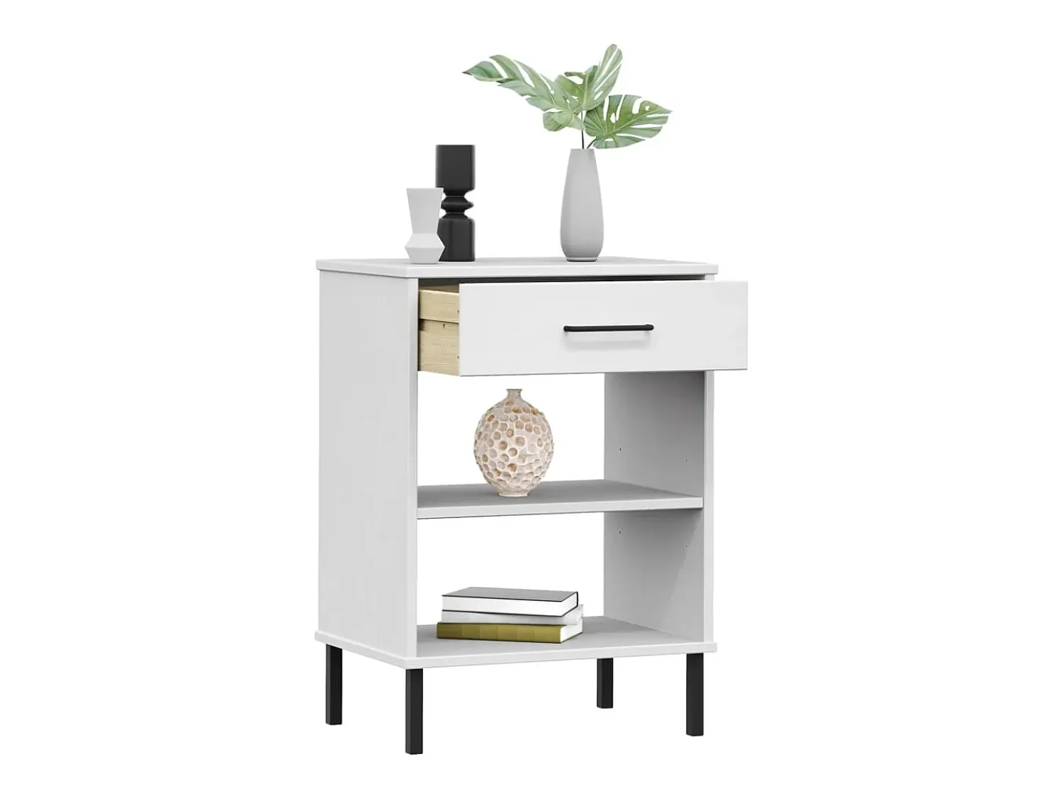 Móvel consola c/ pernas de metal pinho maciço OSLO PT514600 Branco