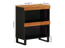 vidaxl Móvel de apoio 60x33x75 cm madeira de acácia maciça Natural claro
