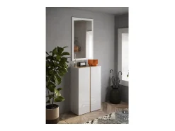 Meublorama Móvel de armazenamento com 2 portas e 5 prateleiras ajustáveis, coleção KEY, nas cores brilhante laqueado e carvalho cadiz.^ Móvel De Arrumação|Sapateira