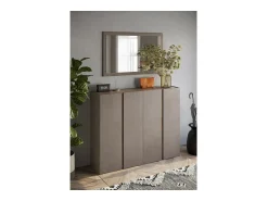 Sale Meublorama Móvel de armazenamento com 4 portas e 10 prateleiras ajustáveis, coleção KEY, cor marrom e carvalho. Castanho
