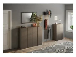 Sale Meublorama Móvel de armazenamento com 4 portas e 10 prateleiras ajustáveis, coleção KEY, cor marrom e carvalho. Castanho