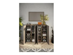 Sale Meublorama Móvel de armazenamento com 4 portas e 10 prateleiras ajustáveis, coleção KEY, cor marrom e carvalho. Castanho