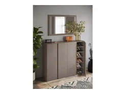 Sale Meublorama Móvel de armazenamento com 4 portas e 10 prateleiras ajustáveis, coleção KEY, cor marrom e carvalho. Castanho