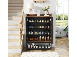Outlet Tribesigns Móvel de armazenamento para sapatos com 5 níveis - Para 15 a 20 pares de sapatos - Preto e marrom Castanho chocolate