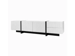 Outlet KOMHTOM Móvel de arrumação, móvel para televisor de 190 cm, 3 portas, 2 gavetas Branco