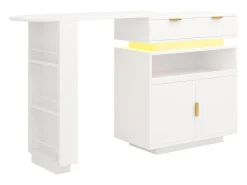 Clearance ModernLuxe Móvel de bar - con iluminação LED - rotação de 360° - con espaço de armazenamento - Branco