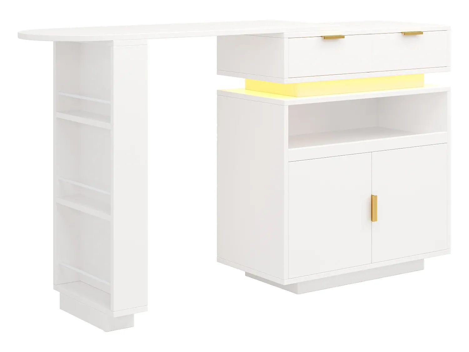 Clearance ModernLuxe Móvel de bar - con iluminação LED - rotação de 360° - con espaço de armazenamento - Branco