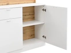 Móvel De Bar|Vente-unique Móvel de bar com 2 portas e 1 gaveta em MDF branco e natural - LAMONIA Natural claro / Branco
