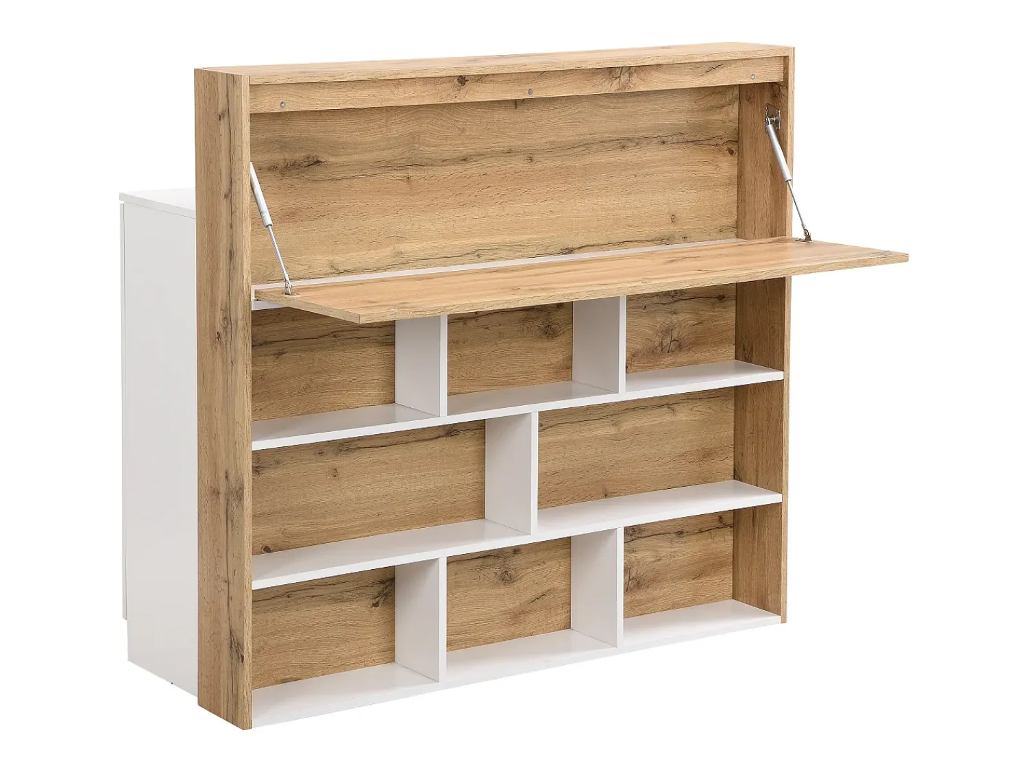 Móvel De Bar|Vente-unique Móvel de bar com 2 portas e 1 gaveta em MDF branco e natural - LAMONIA Natural claro / Branco