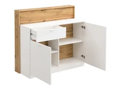 Móvel De Bar|Vente-unique Móvel de bar com 2 portas e 1 gaveta em MDF branco e natural - LAMONIA Natural claro / Branco