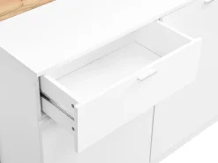 Móvel De Bar|Vente-unique Móvel de bar com 2 portas e 1 gaveta em MDF branco e natural - LAMONIA Natural claro / Branco