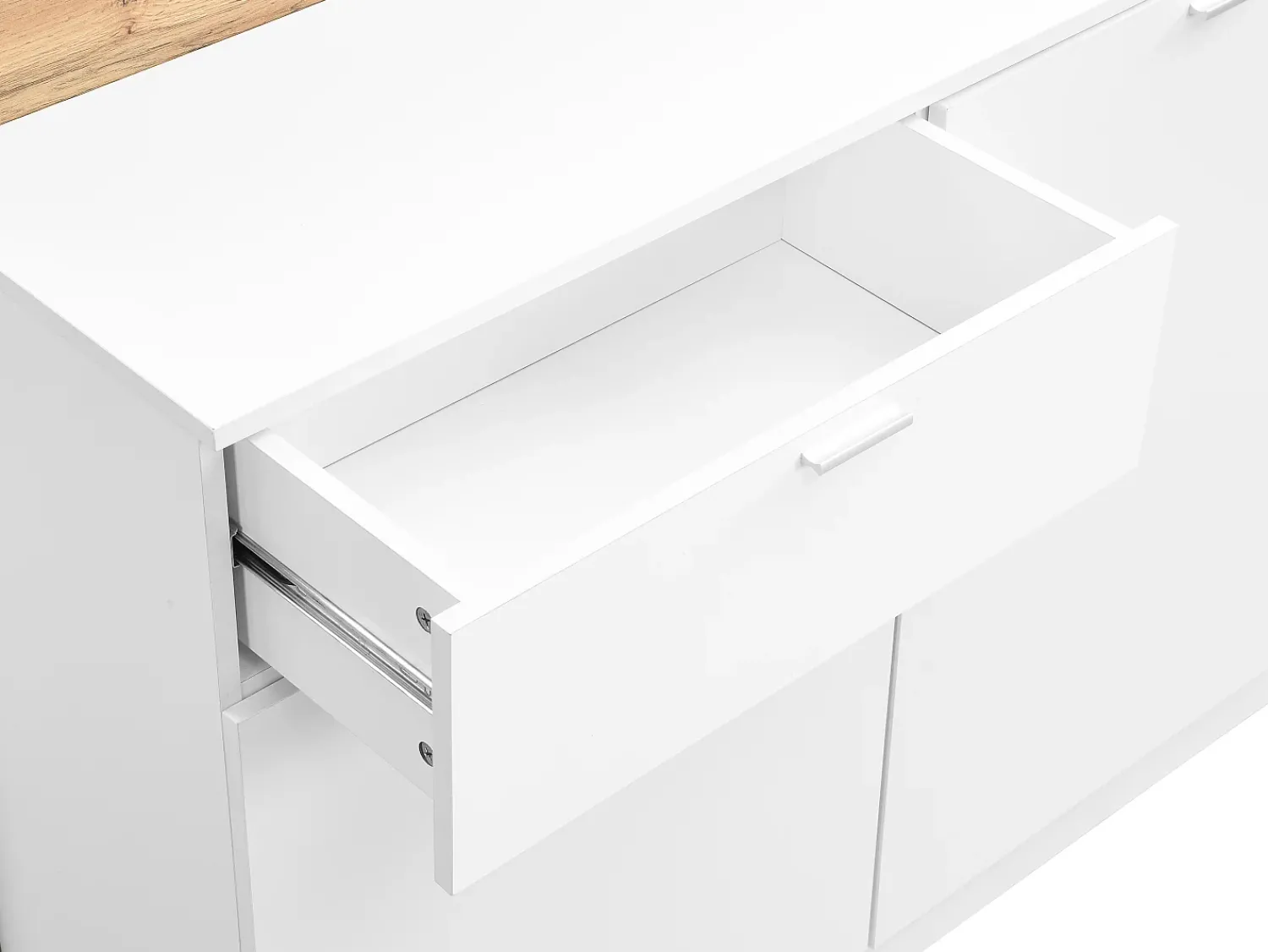 Móvel De Bar|Vente-unique Móvel de bar com 2 portas e 1 gaveta em MDF branco e natural - LAMONIA Natural claro / Branco