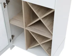 New Vente-unique Móvel de bar com espaços de arrumação branco e natural - NIRAYA Natural claro / Branco