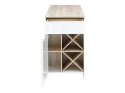 New Vente-unique Móvel de bar com espaços de arrumação branco e natural - NIRAYA Natural claro / Branco