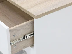 New Vente-unique Móvel de bar com espaços de arrumação branco e natural - NIRAYA Natural claro / Branco