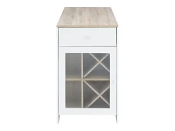 New Vente-unique Móvel de bar com espaços de arrumação branco e natural - NIRAYA Natural claro / Branco