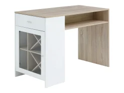 New Vente-unique Móvel de bar com espaços de arrumação branco e natural - NIRAYA Natural claro / Branco