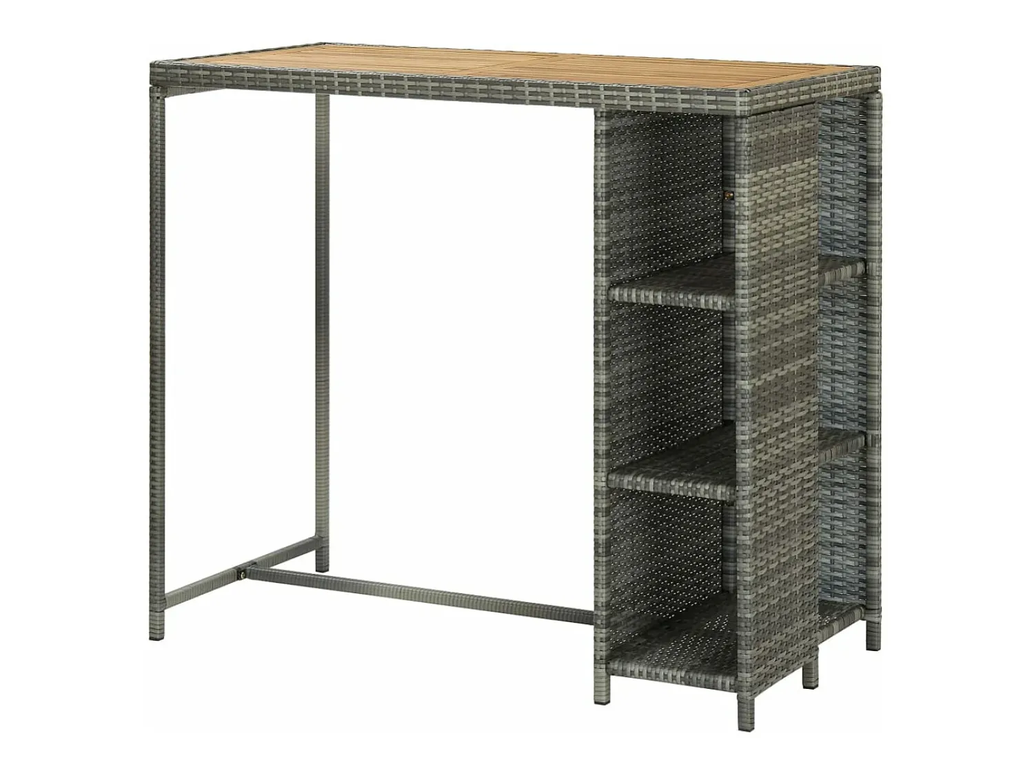 New Móvel de bar com prateleiras 120x60x110 cm vime PE PT254018 Cinzento