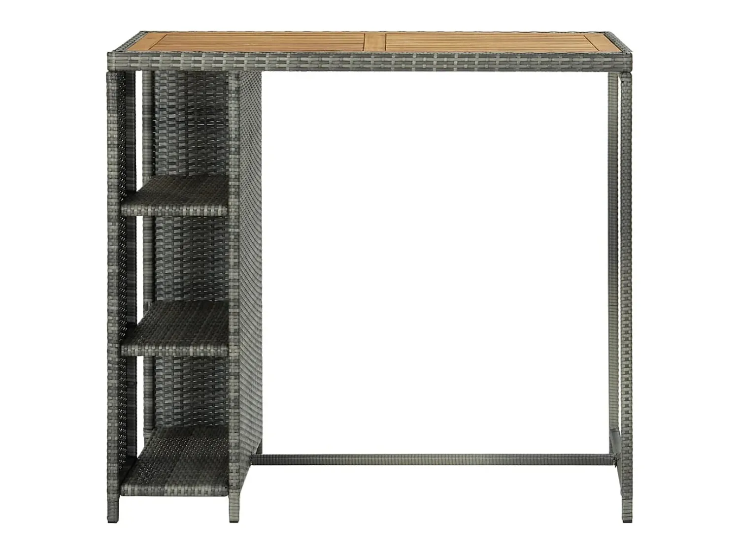 New Móvel de bar com prateleiras 120x60x110 cm vime PE PT254018 Cinzento