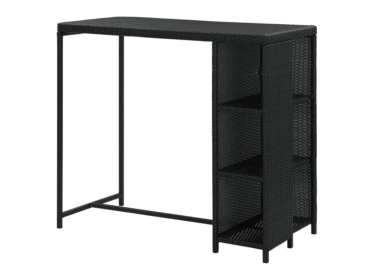 Móvel De Bar| Móvel de bar com prateleiras 120x60x110 cm vime PE PT439407 Preto