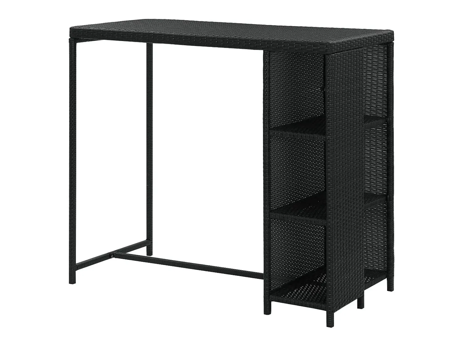 Móvel De Bar| Móvel de bar com prateleiras 120x60x110 cm vime PE PT439407 Preto