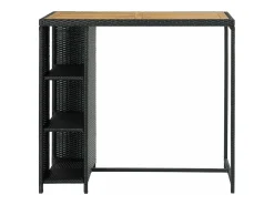 Online Móvel de bar com prateleiras 120x60x110 cm vime PE PT810012 Preto