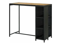 Online Móvel de bar com prateleiras 120x60x110 cm vime PE PT810012 Preto