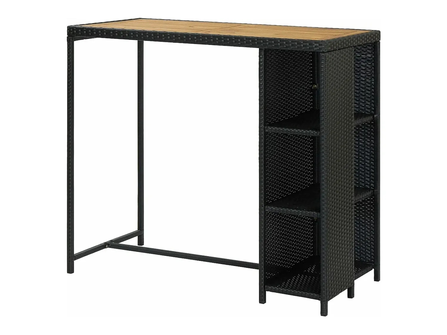 Online Móvel de bar com prateleiras 120x60x110 cm vime PE PT810012 Preto