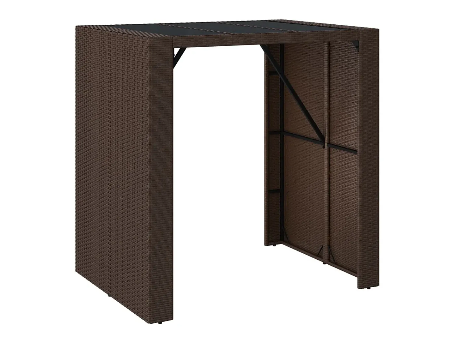 Móvel de bar com tampo de vidro 105x80x110 cm vime PE PT442070^ Móvel De Bar