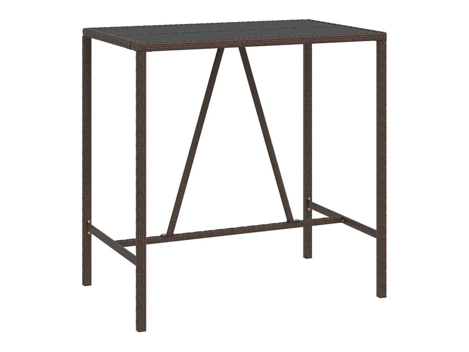 Outlet Móvel de bar com tampo de vidro 110x70x110 cm vime PE PT845799 Castanho