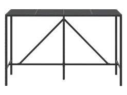 Clearance Móvel de bar com tampo de vidro 180x70x110 cm vime PE PT651435 Preto