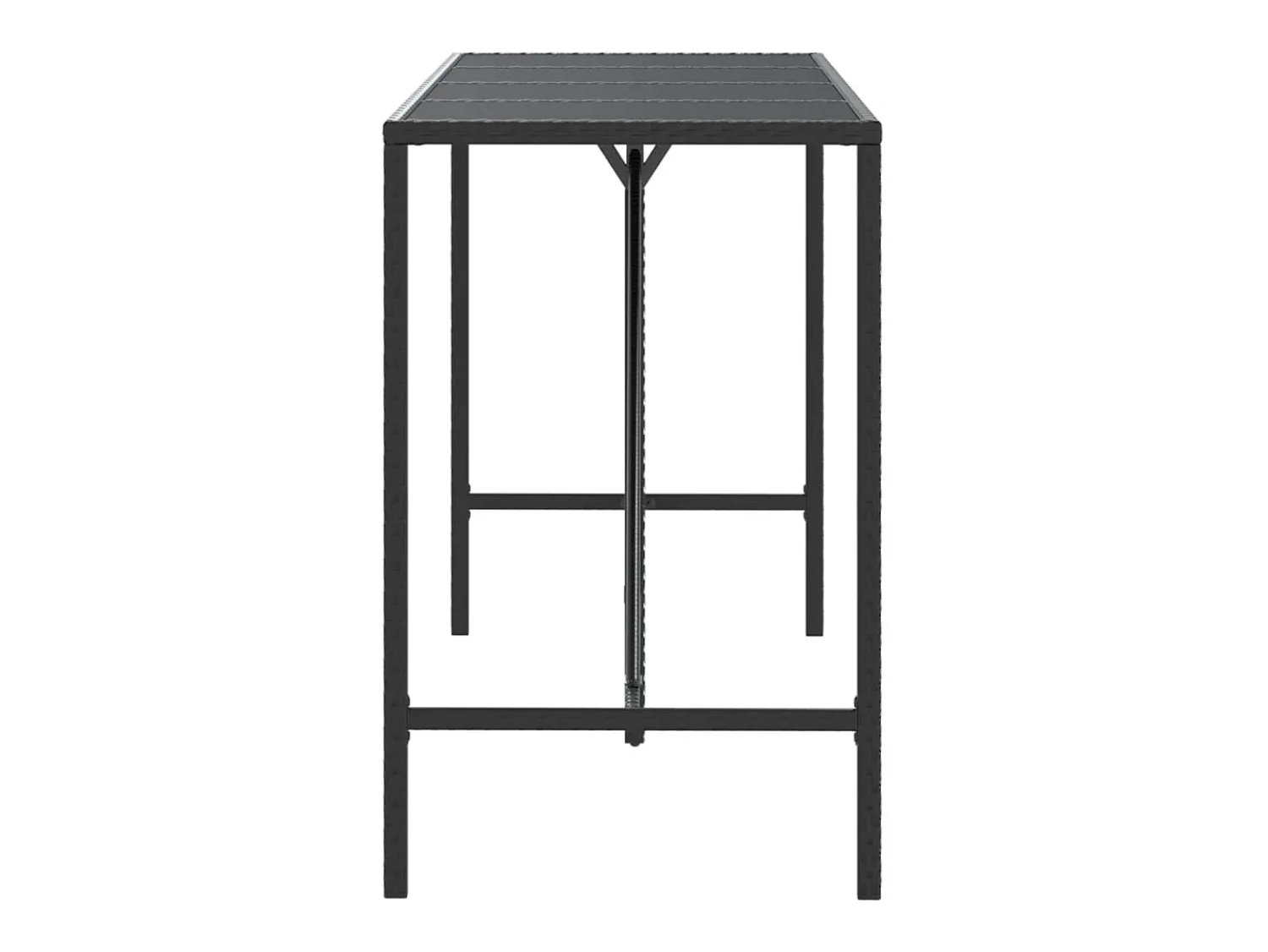 Clearance Móvel de bar com tampo de vidro 180x70x110 cm vime PE PT651435 Preto